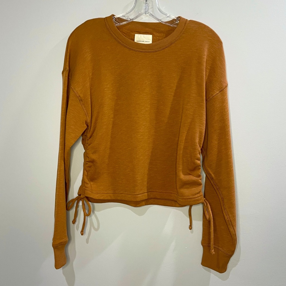 American Eagle Brown Drawstring Sweatshirt Sz XS